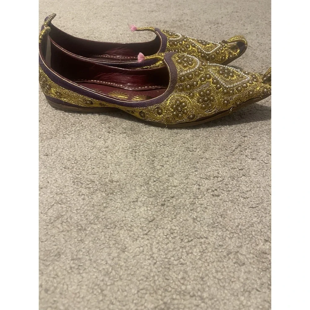 Men's Indian Mojari Jutti Shoes Sz 9 US Handmade Embroidered Ethnic Slip-On